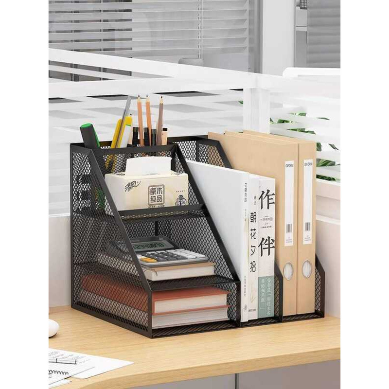 Metal Frame Folder Archive Box Desk Organizer Multi-layer Bookshelf ...