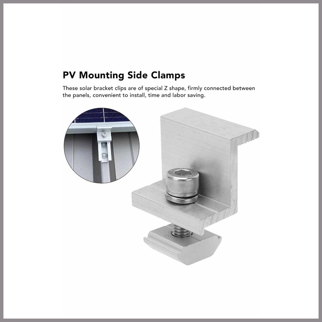 § Solar Panel Aluminum Solar End Clamp PV Mounting Bracket Z Clips for ...