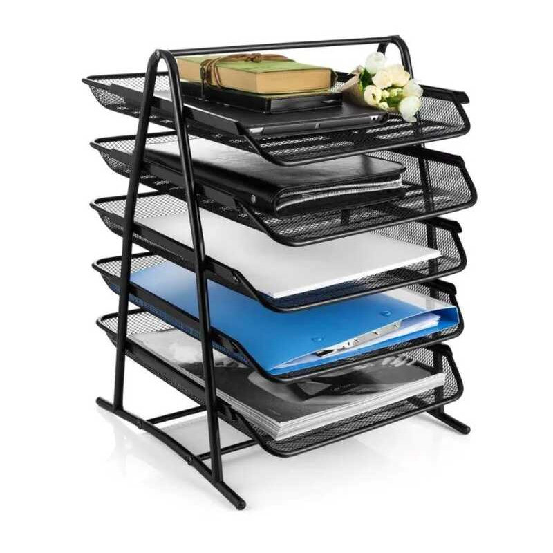 2/3/4/5 Layer Wire Mesh File Tray Frame Office Organizer Paper Magazine ...