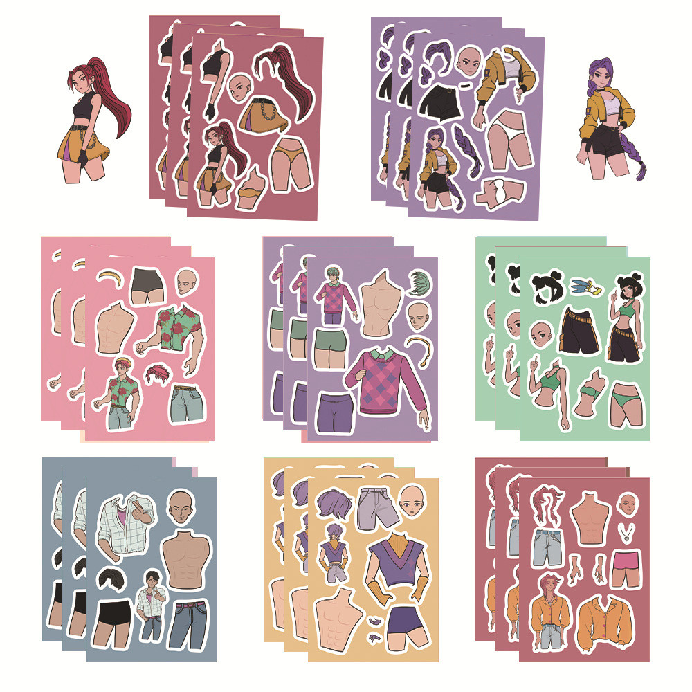 8pcs/set Kpop Demon Hunters Dress Up Stickers Children's Handmade ...