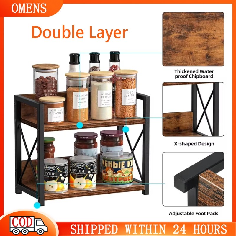 2 Tier Syrup Organizer Rack Wooden Coffee Syrup Bottle Display Stand ...