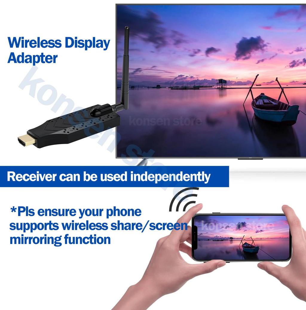 150M Wireless HDMI Extender Transmitter Receiver HD Screen Mirroring ...
