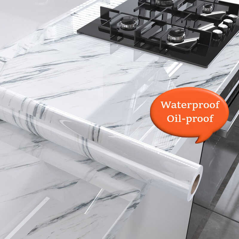 PVC 60Cm*5M Marble Wallpaper Waterproof And Oil-Proof Sticker Kitchen ...