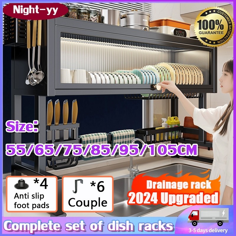 55/65/75/85/95105CM Dish Rack dish drainer rack with cover Kitchen ...