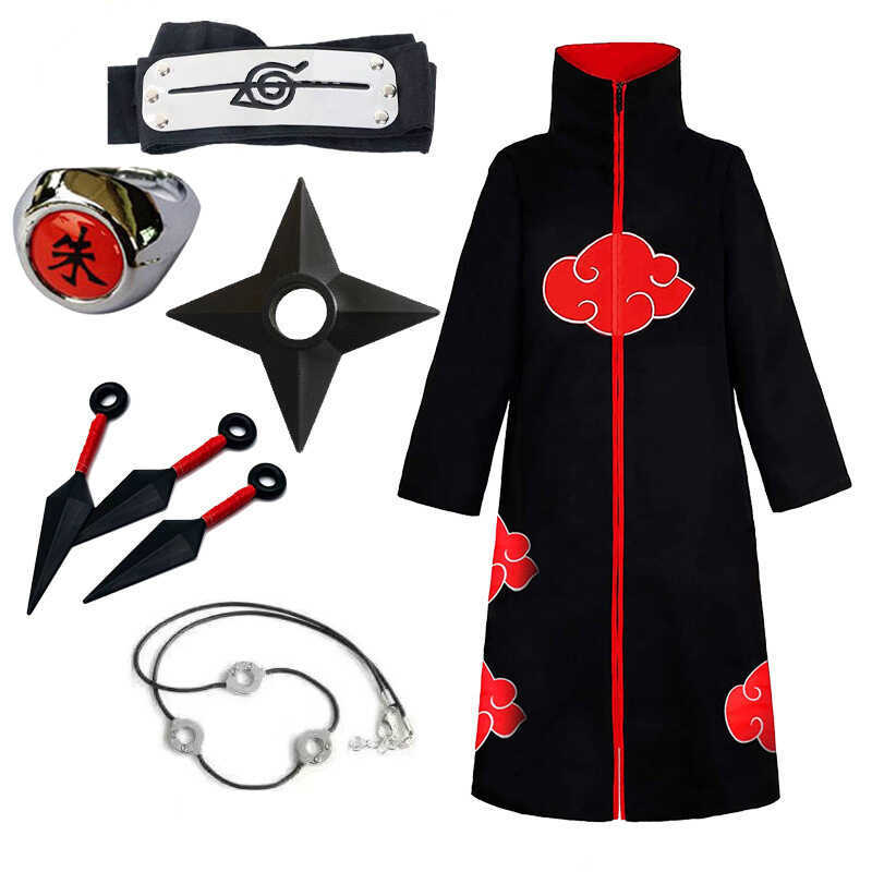 Y Naruto Clothes Akatsuki Organization Red Cloud Robe Cosplay Uchiha ...