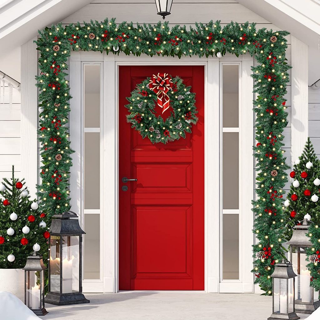6/9FT DIY Christmas Wreath Garland Decor with Berry Pinecones for Home ...