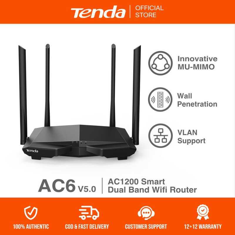 Tenda Ac6 V5 Ac1200 Smart Dual Band Wifi Router | Range Extender Vlan ...
