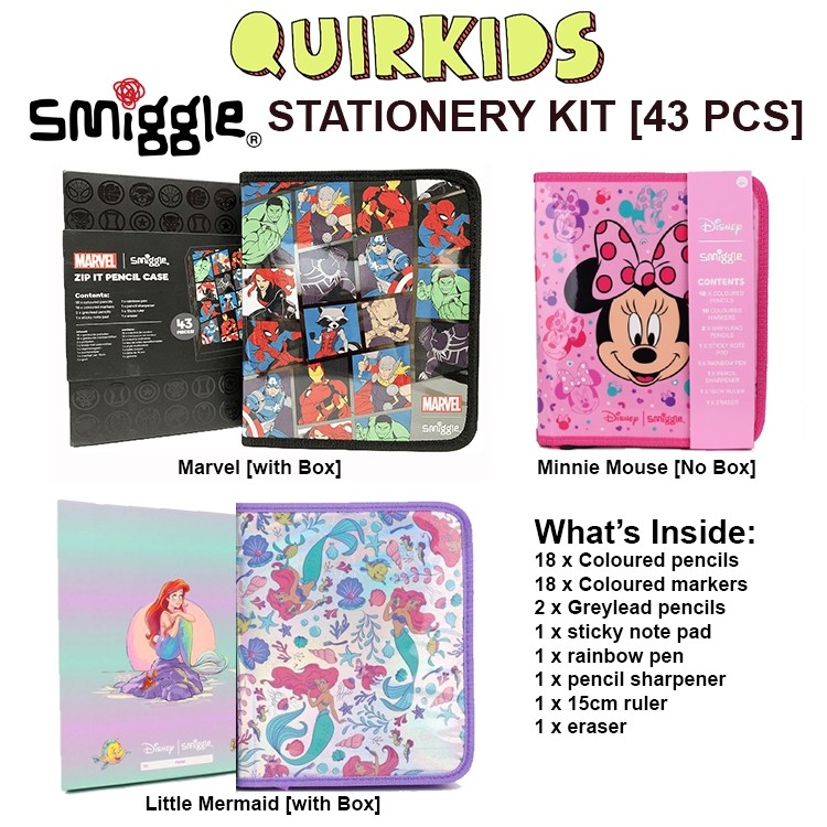 Smiggle 43 pc Stationery Set Zip It Colored Marker Pencil Box Set ...