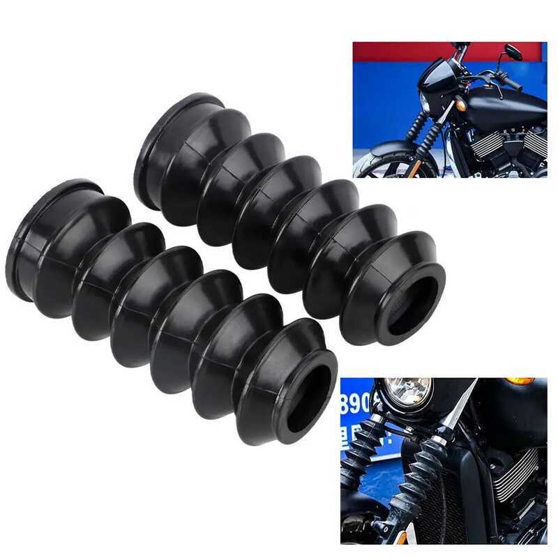 Black Motorcycle Rubber Front Fork Dust Cover Boots Shock Absorber Set ...