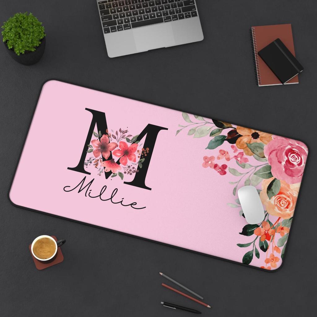 Custom Letter Desk Mat, Personalized Initial Desk Mat, Monogram Desk ...