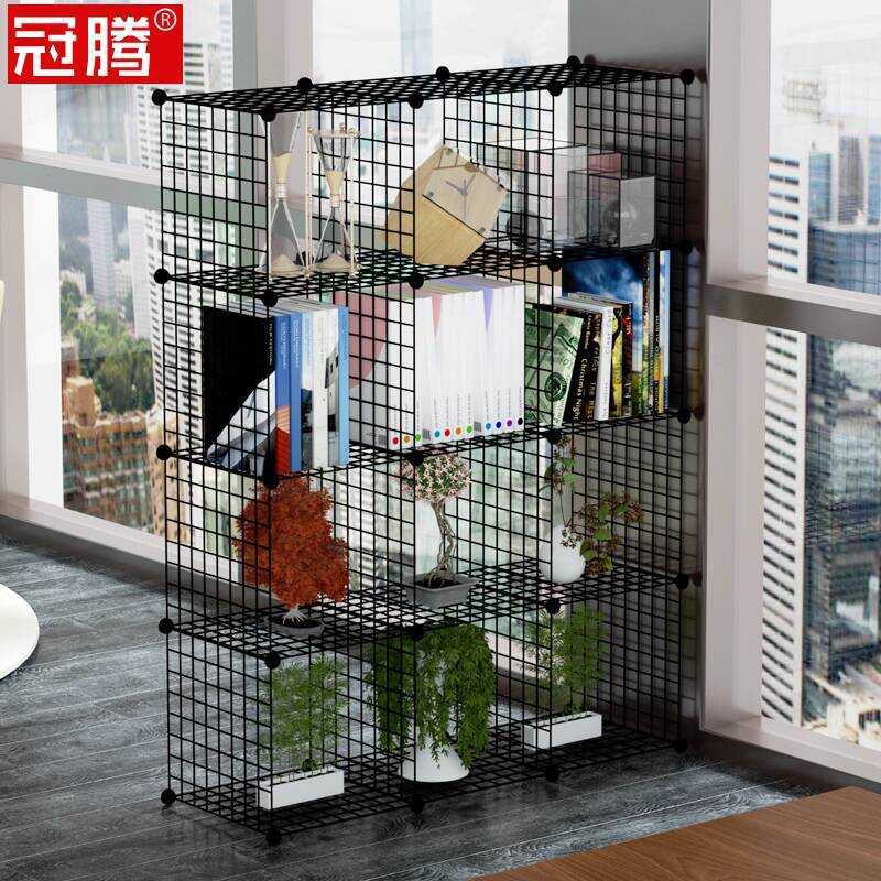 Office Iron Art Partition Shelf Black Grid Industrial Style File ...