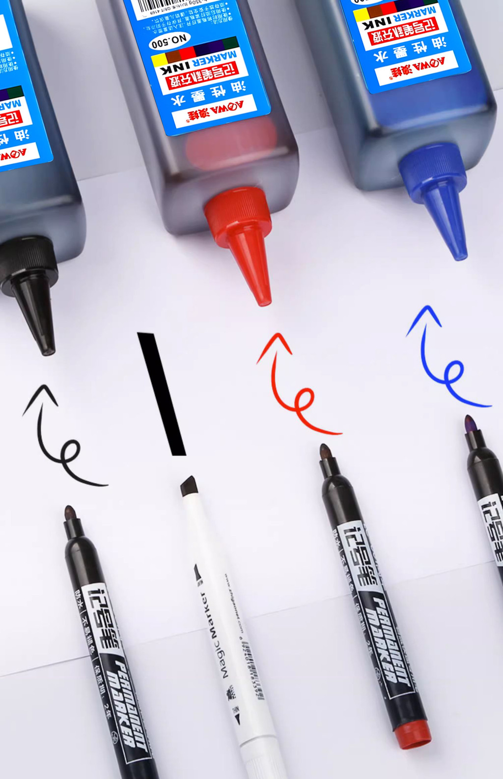 3 Large Bottle Marker Ink Refill Whiteboard Pen Refill Ink Oily Black ...