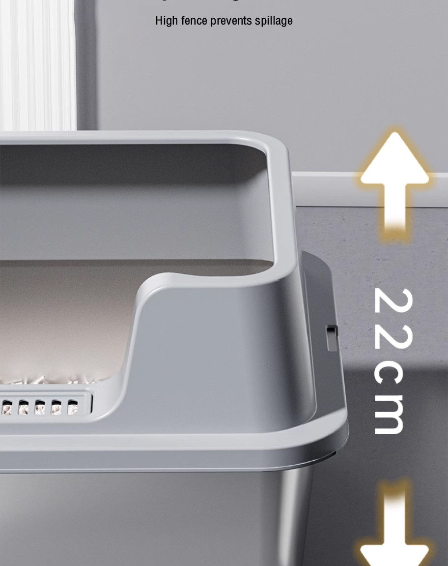 Cat Litter Box Stainless Steel Cat Toilet With Scoop Extra Large Easy ...