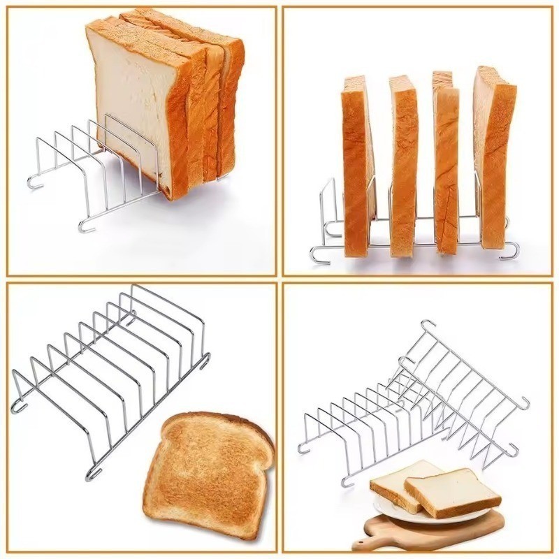 Stainless Steel Toast Rack Rectangle Bread Display Non- Stick 8 Slots ...