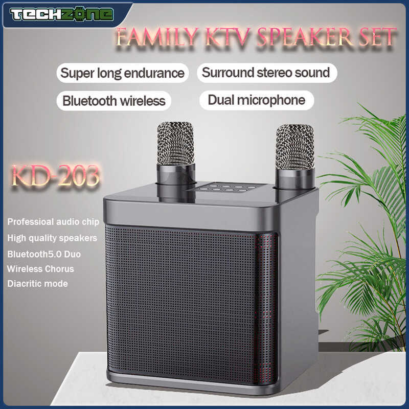 TECHZONE Bluetooth Speaker With Mic Wireless Dual Microphone Karaoke 3D ...
