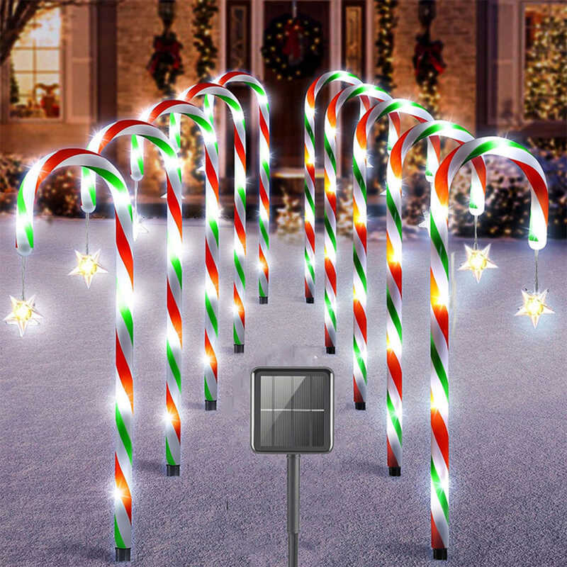 5Pcs/Set Solar Cane Outdoor Waterproof Candy Ground Garden Landscape ...