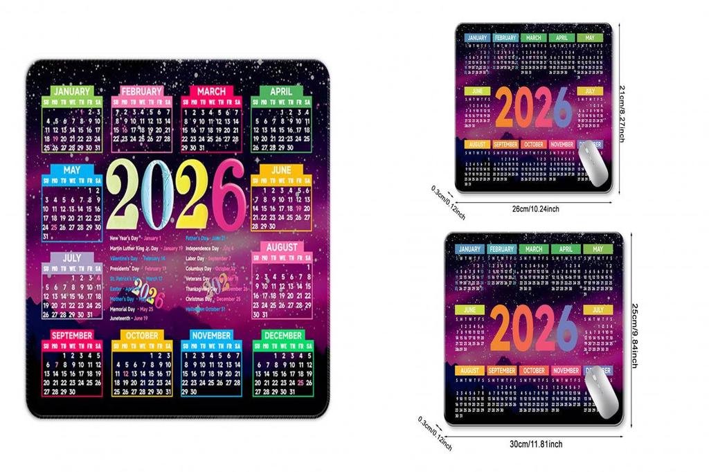 mentove* Office Mouse Pad 2026 Calendar Mouse Pad Waterproof Desk Mat ...