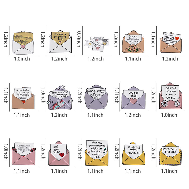 Self Care Envelope Badge Collection Featuring Various Encouraging ...