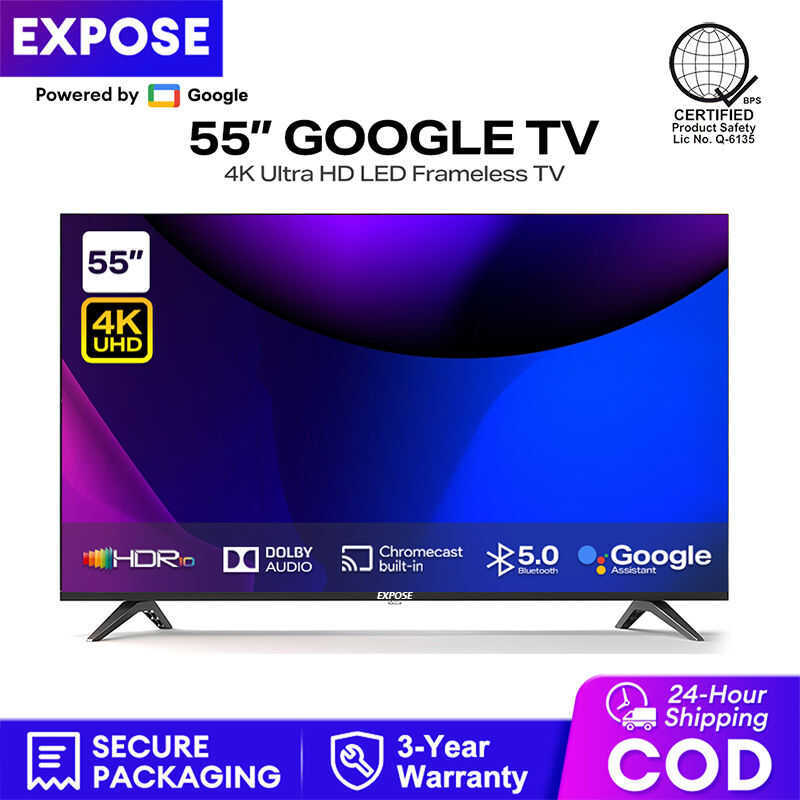 EXPOSE Smart TV 55 Inches 4K UHD Flat Screen Android 50 Inch Bluetooth ...