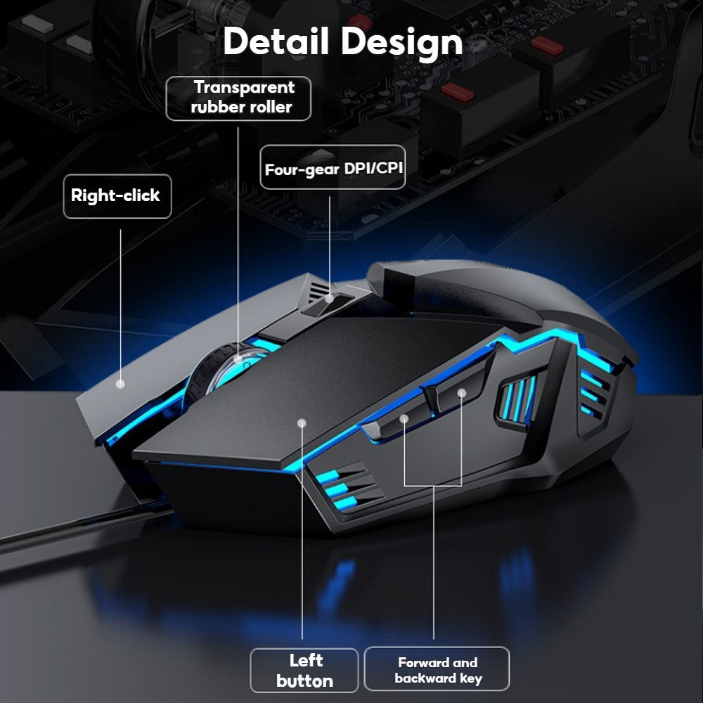 RGB Illuminated Wired Mechanical Gaming Mouse High Precision Esports ...