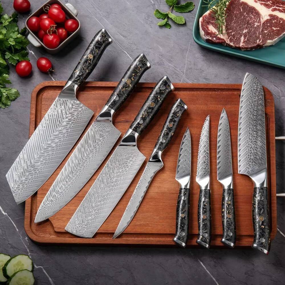 Multi-Purpose Tool 8-Piece Damascus Kitchen Set 67-Layer Damascus Steel ...
