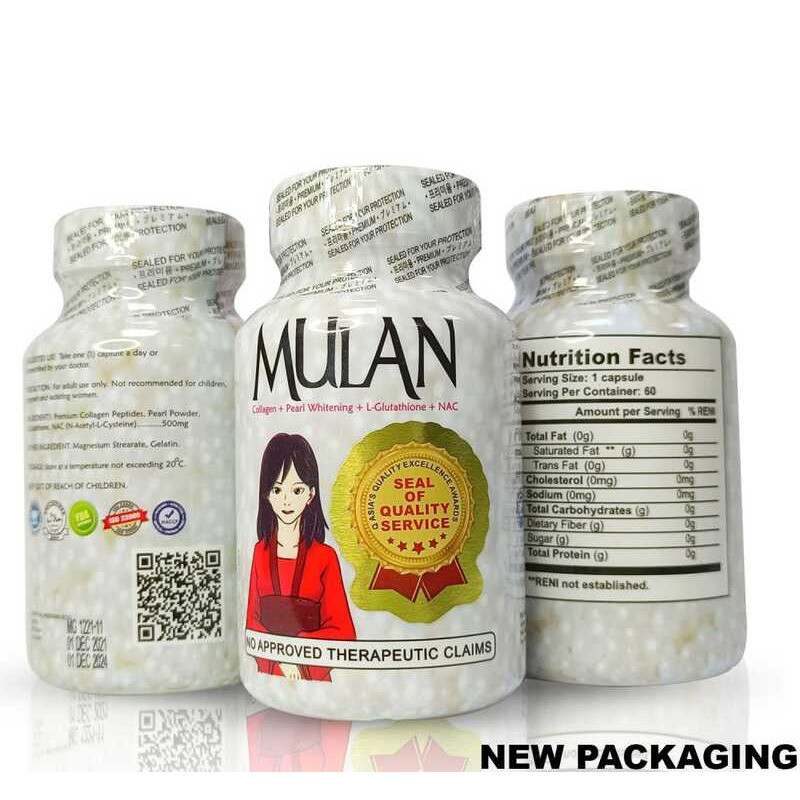 mulan glutathione MULAN Pearl Whitening Collagen L Glutathione And NAC 4In1 X30 60 Capsules  500Mg 9A0