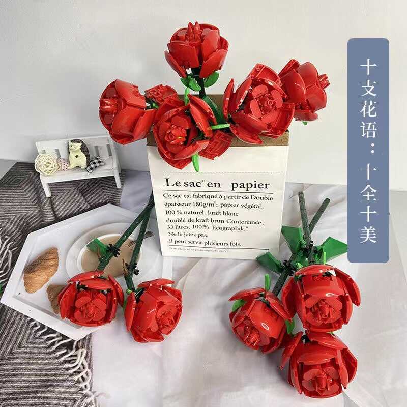 Rose Building Blocks DIY Preserved Bouquet Send Girlfriend Series ...