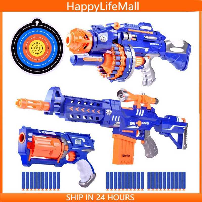 Kids Electric Pellet Guns For Boys Soft Bullets Toy Gun With Light And ...