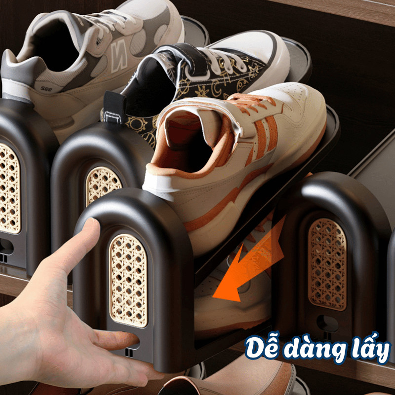 2-Tier Foldable Smart Shoe Rack, Space-Saving Height Adjustable Shoe ...
