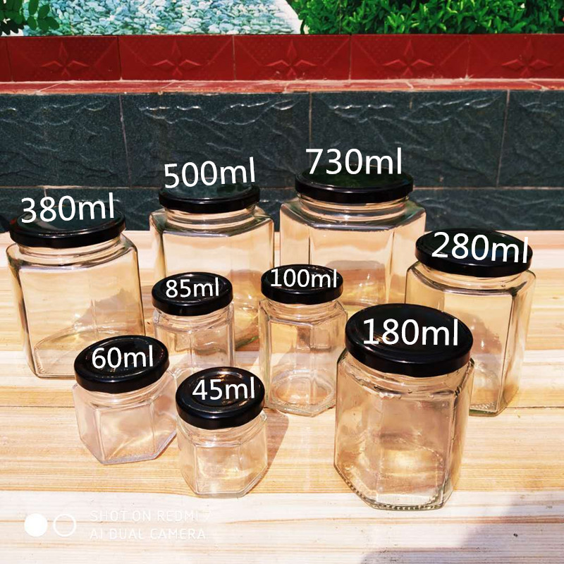 ALD 45-730ML Clear Glass Jar Container With Black Lid Food Grade Empty ...