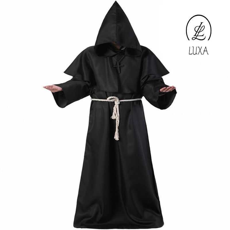 Luxafriar Medieval Hooded Monk Priest Robe] [Plague Doctor, Black Death ...