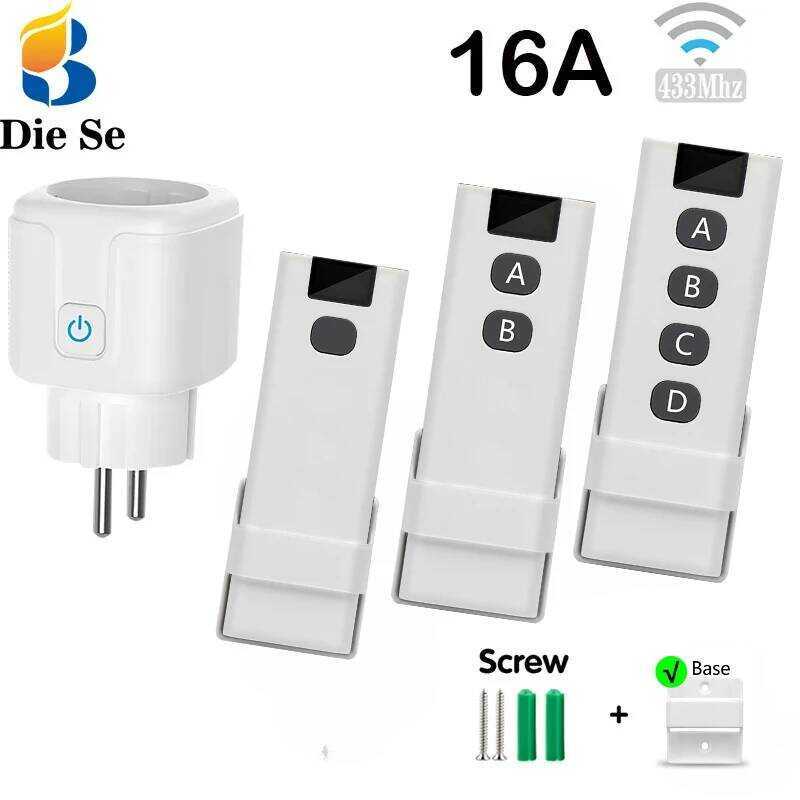 B3 Rf433mhz 2 Wireless Electric Socket Remote Control Switch EU FR Plug ...