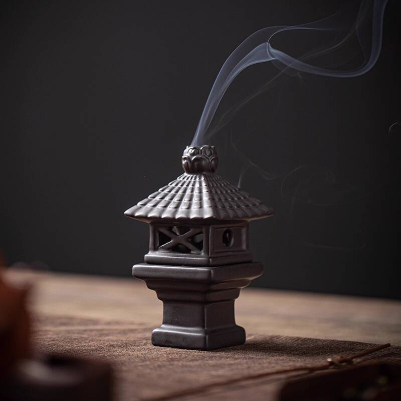 Mini Incense Burner Ceramic Lighthouse Ancient Style Zen Small Incense ...