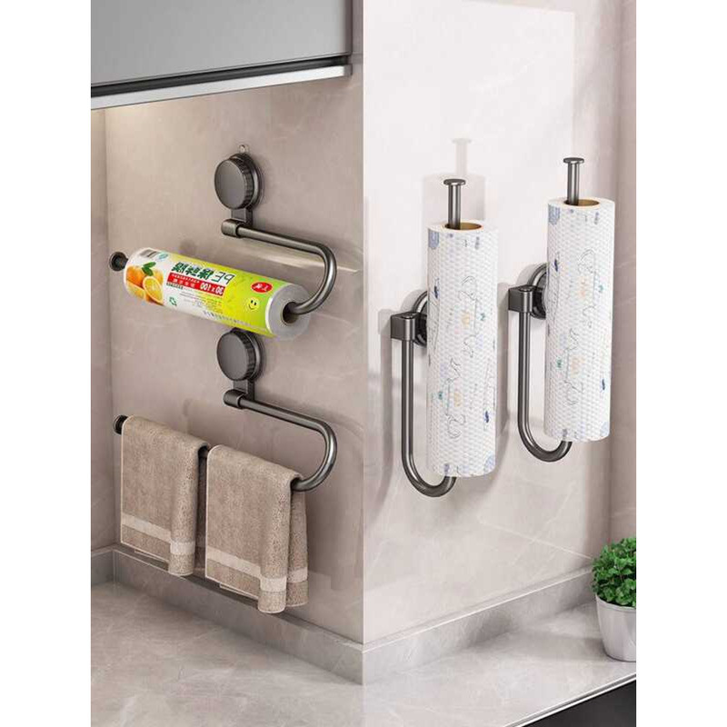 Suction Cup Kitchen Towel No-Drill Cabinet Hanger Plastic Wrap Storage ...