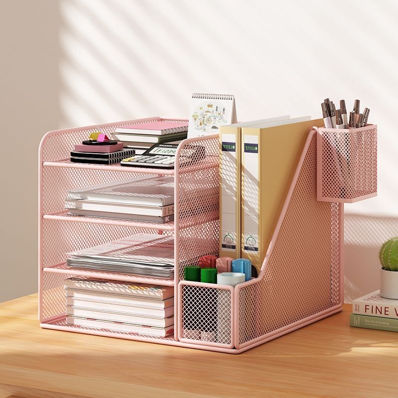 Office Desk Sorting File Rack Folder Storage Box Metal Book Stand ...
