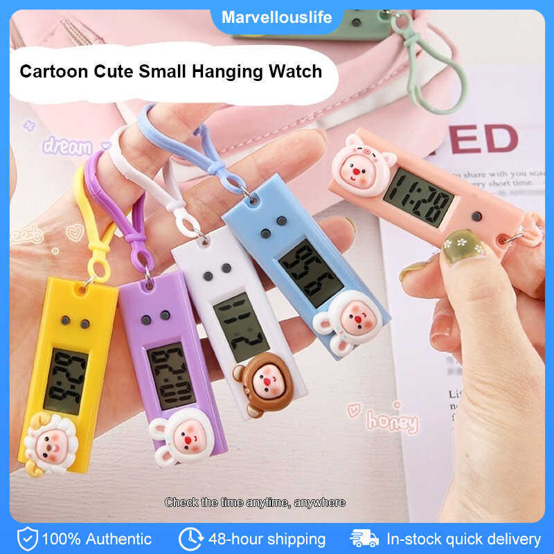 Cartoon Digital Clock Keychain Electronic Triangle Watch Student Mini ...