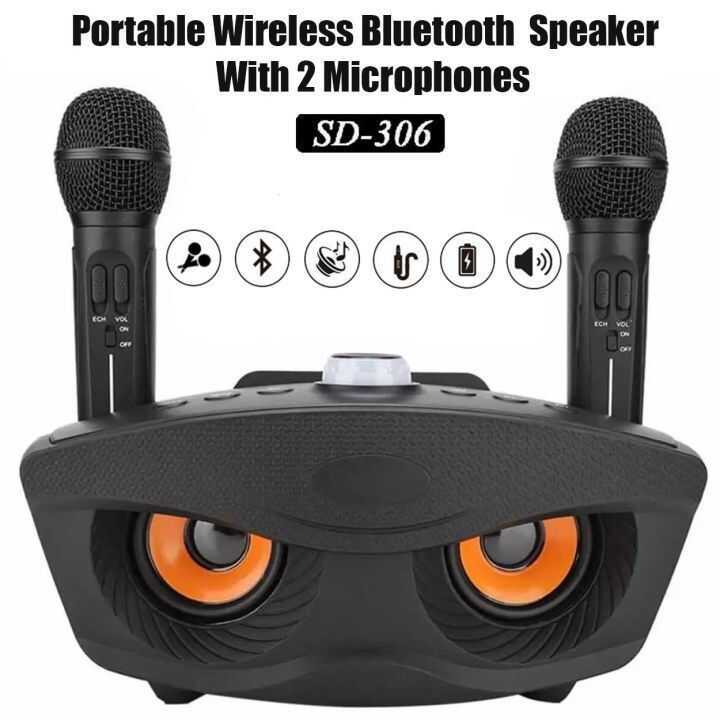 SDRD Wireless Bluetooth Dual Microphone Karaoke Portable 3D Stereo ...