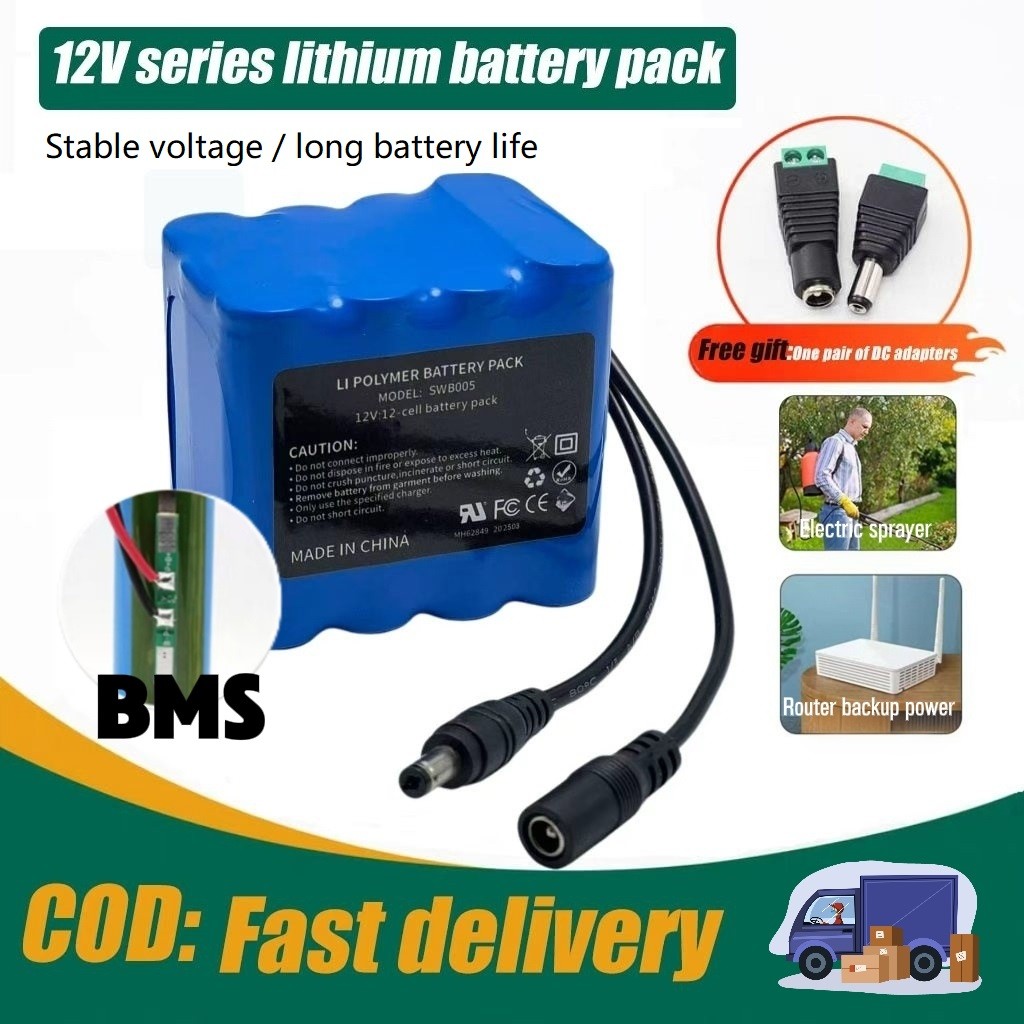 【COD】12V 18650 Lithium Battery Pack 3S6P Rechargeable Battery Pack with ...