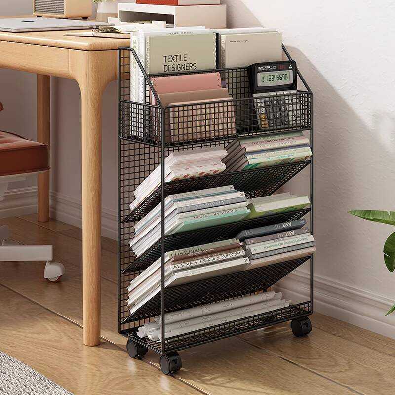 Bookshelf Movable Floor Rack Student Desk Side Book Storage Small Shelf ...
