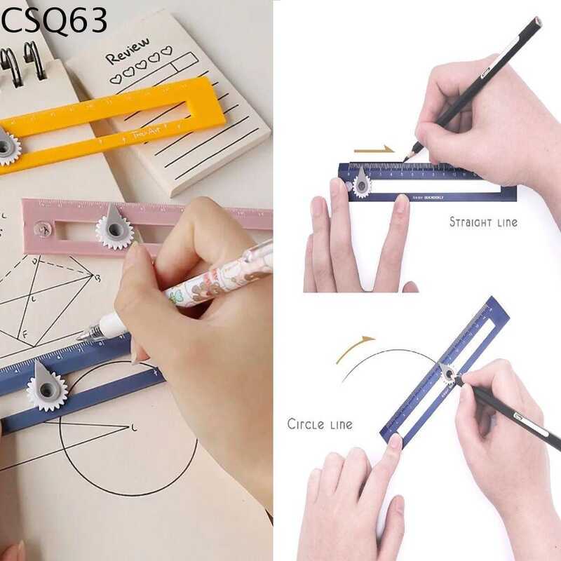 Csq63 2 In 1 Compass Multi-Function Drawing Geometric Ruler Useful ...