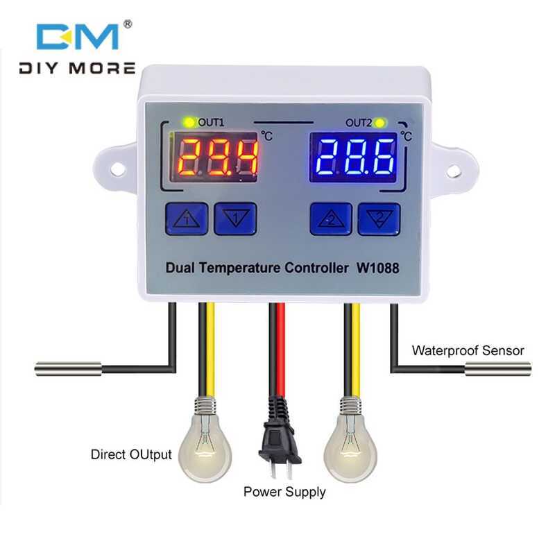 Diymore W1088 Dual LED Digital Temperature Sensor Meter Controller ...