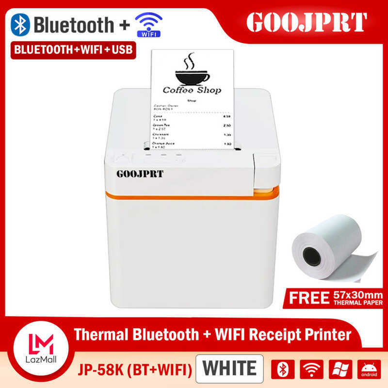 GOOJPRT Jp-58W BLUETOOTH VERSION WIFI USB Mini Printer + 1 Roll 57X30mm ...