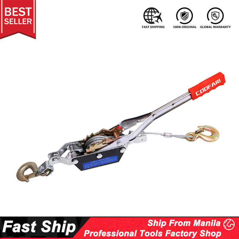 1T Wire Rope Ratchet Hand Cable Puller Tighten Tool Steel Gear Winch ...