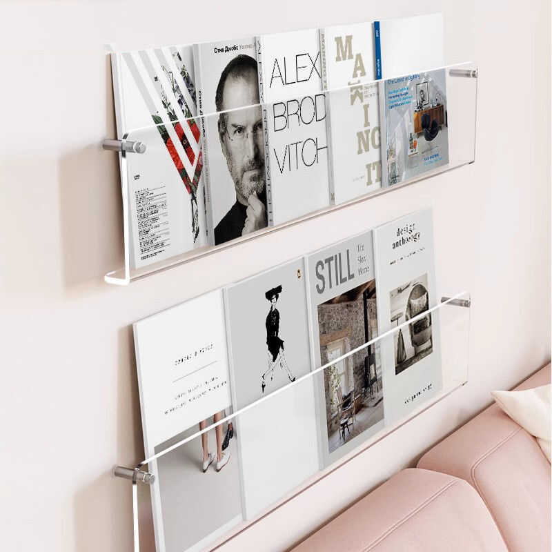 5F Wall Acrylic Bookshelf, Home Display Rack, Bedroom Punch-Free ...