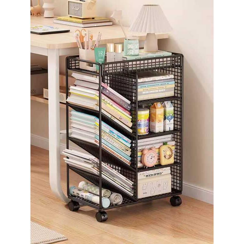 Under-Desk Bookshelf Floor Rack Movable Small Cart Simple Student ...