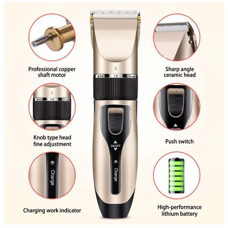 Professional Hair Clippers Rechargeable Hair Cutting Razor Set Trimmer ...