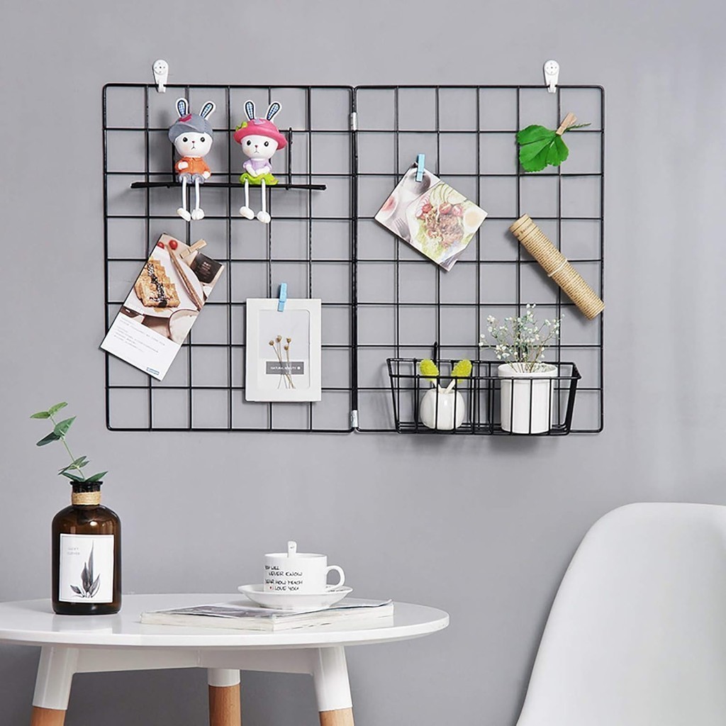 Nordic Iron Mesh Rack White Flat Tray Shelf Hanging Shoe Rack Wall ...