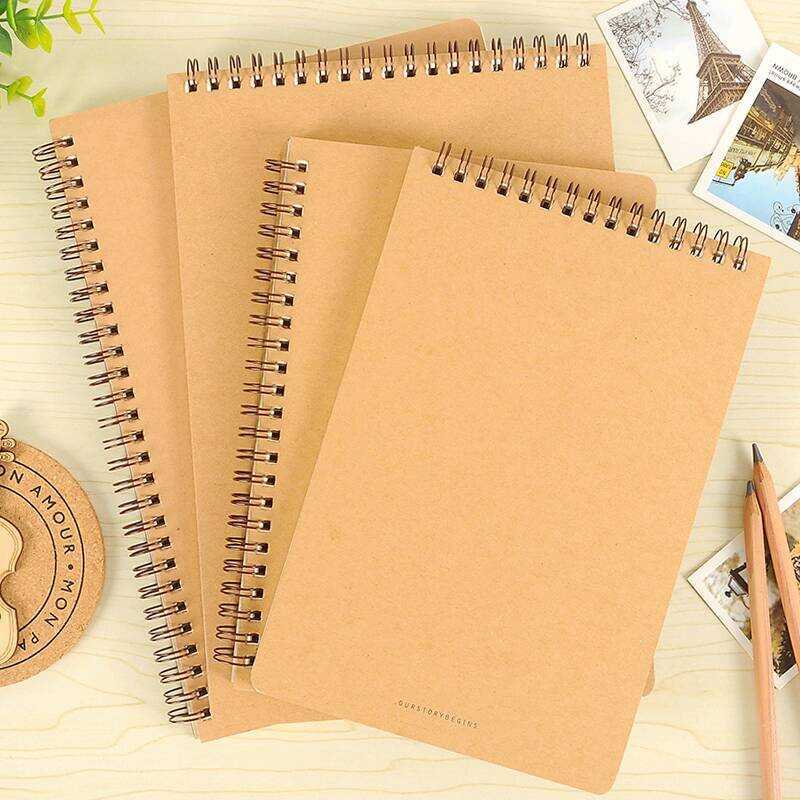 Blank Leather Spiral Vintage Simple Business Solid Color Notebook ...