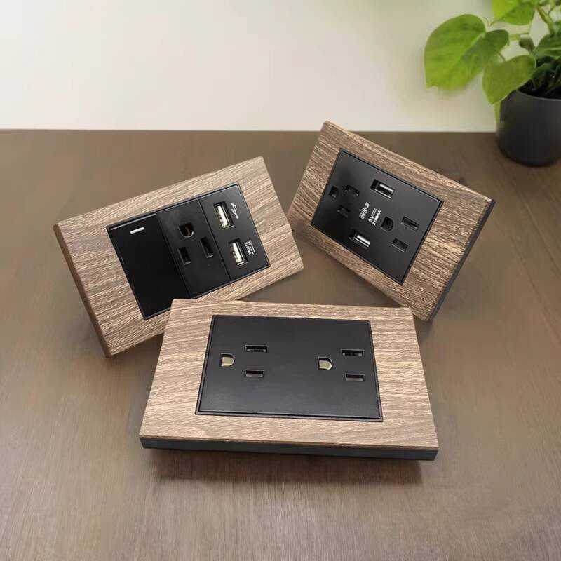 Taiwan American Standard 118 Type 15A Socket Retro Wood Grain Black ...