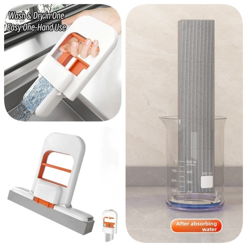 Mini Foldable Squeeze Mop Portable Hands Free Table Mop Wet and Dry ...